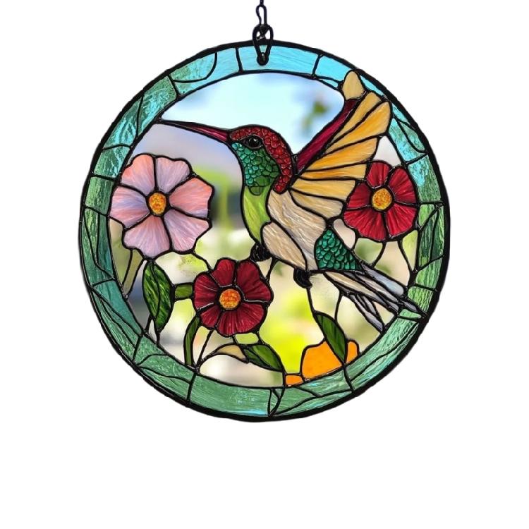 

Shatter Resistant Window Hanging Craft Colorful Acrylic Hummingbird Design Ornament For Home Garden Decors Gift Giving
