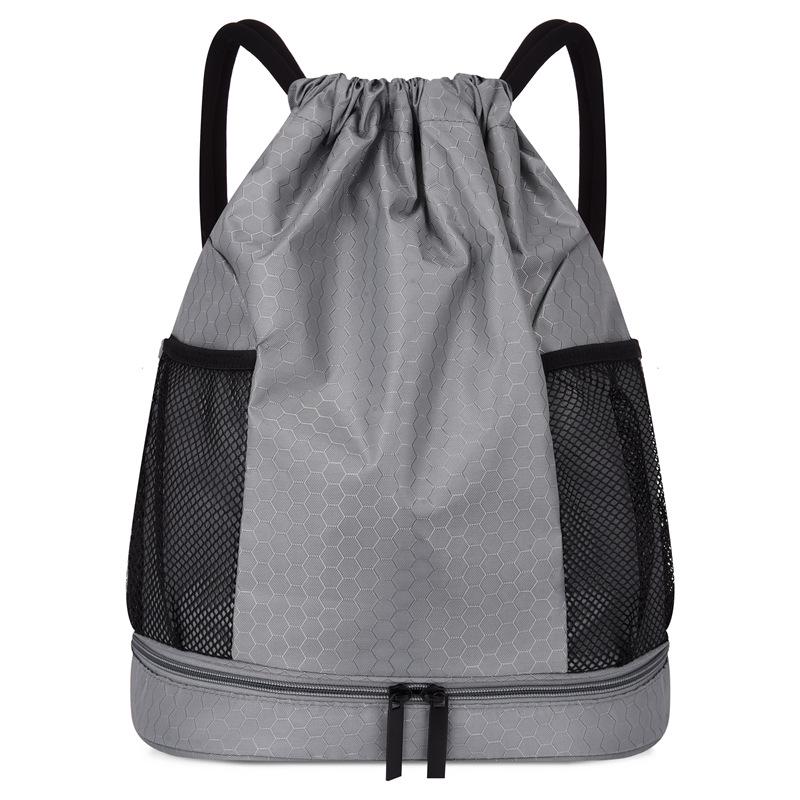 Wet & Dry Separation Waterproof Sports Drawstring Backpack with Double Shoulder Straps for Outdoor & Fitness Activities