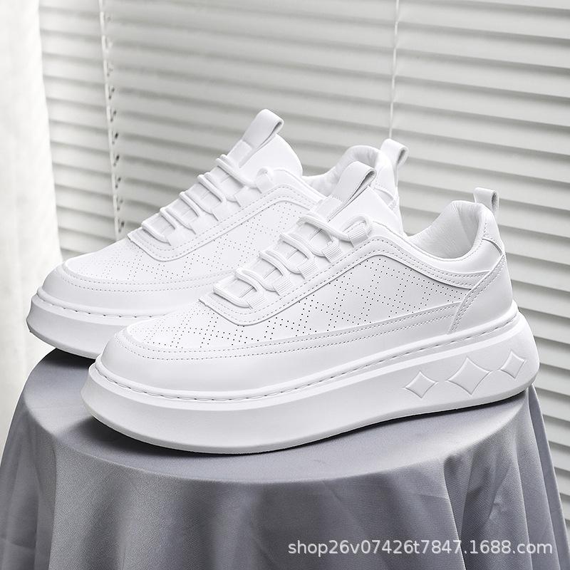

Весенние мужские туфли, новые дышащие белые туфли, мужская корейская версия, модная универсальная спортивная обувь на платформе, повседневная обувь для серфинга, модная обувь 39 белый