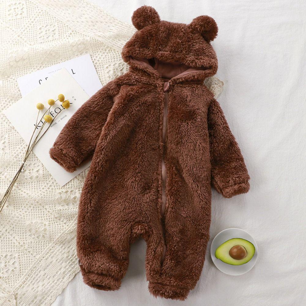 Thick Warm Infant Jumpsuits Bear Shape Newborn Pajamas Keep Warm Baby Rompers 3-9 Months