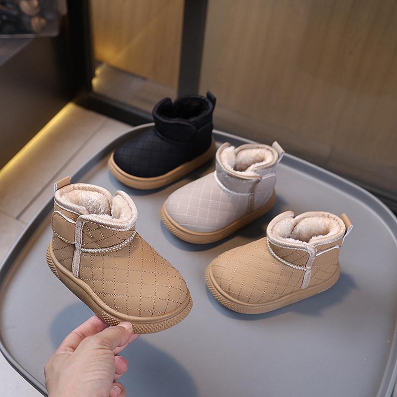Children's Cotton Boots 2025 Winter New Boys' Fashion Boots Fleece Thickened Girls' Fashion Short Boots Warm Snow Boots