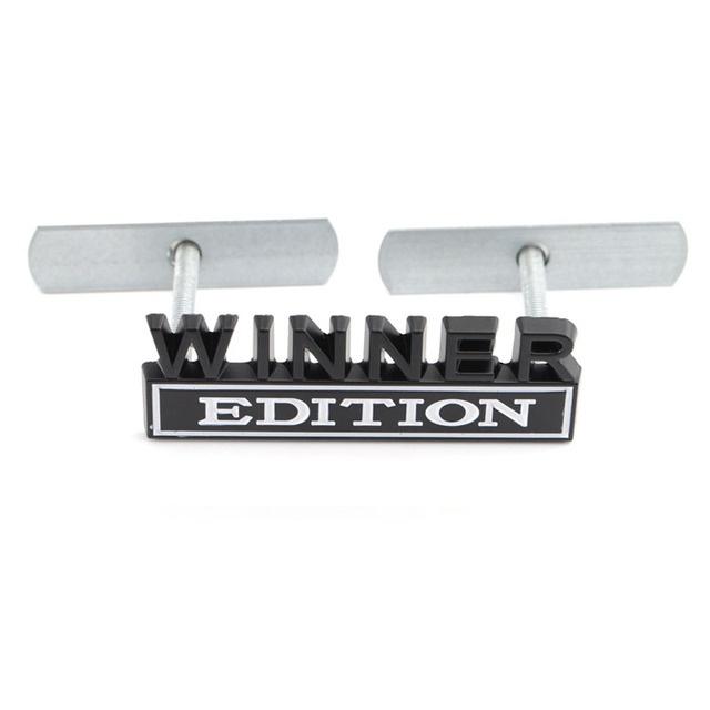 1Pc 3D Metal Winner Edition Logo Car Front Grille Badge Side Fender Rear Trunk Emblem Sticker Decal