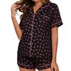 Pajamas women's summer breathable comfortable lapel short-sleeved shorts two-piece set women's loungewear nightwear