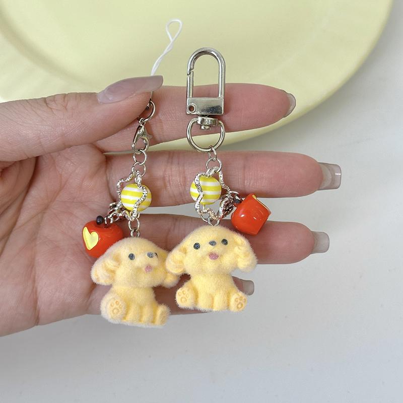 Kawaii Flocking Animal Phone Lanyard Cartoon Puppy Koala Keychain Creative Cute Keyring Bag Pendant For Couple Gifts