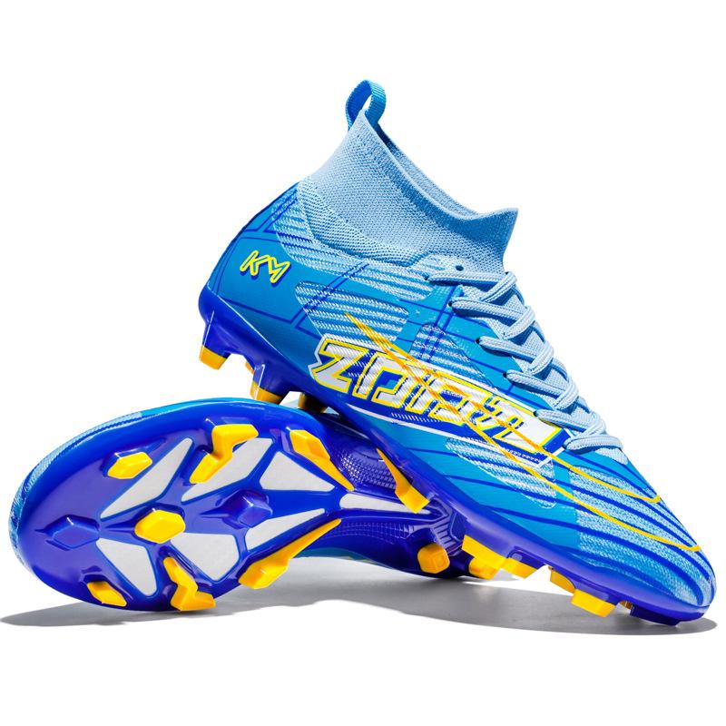 New High-top Football Shoes Men's Fly-woven Breathable Socks Professional Training Sneakers Long Nails Broken Nails Football Shoes Spot