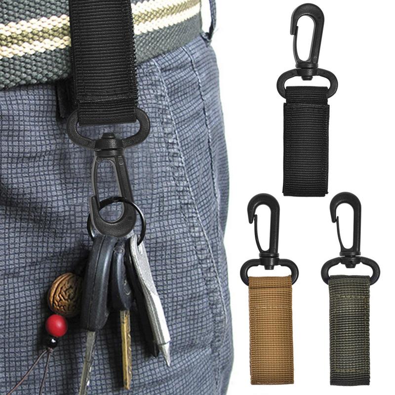 Outdoor Camping Nylon Belt Metal Hanging Carabiner Backpack Hook Clasp Survival Gear Keychain Outdoor Tools Key Chain Accessory