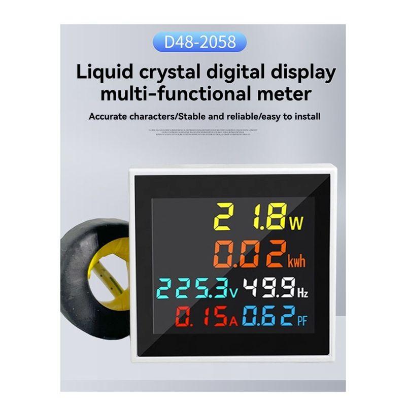 ABIY AC 50-300V Digital Voltmeter Ammeter 100A Wattmeter Frequency Meter Voltage Monitor Current Factor Vol Ampherz KWH