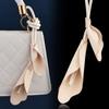 Lily Flower Bag Charm With Weave Leather For Elegant Women Accessories