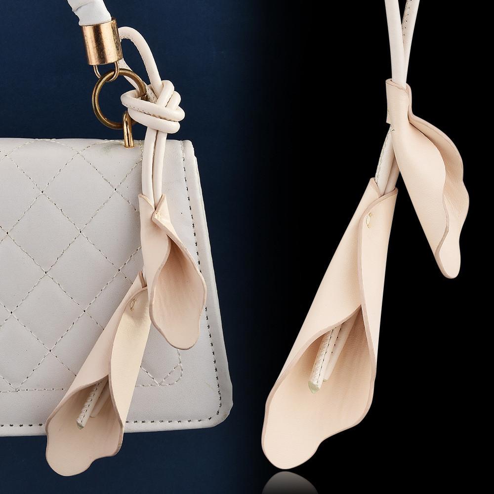 Lily Flower Bag Charm With Weave Leather For Elegant Women Accessories
