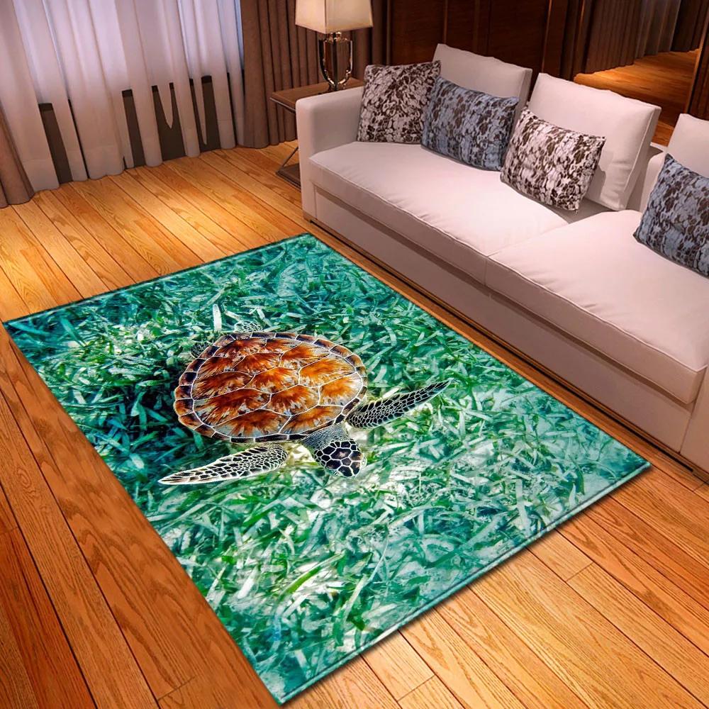 Sea Turtle 3D Print Large Carpet Marine Animal Series Area Rugs Living Room Non-slip Mat Home Decorative Kids Play Bedroom Rug