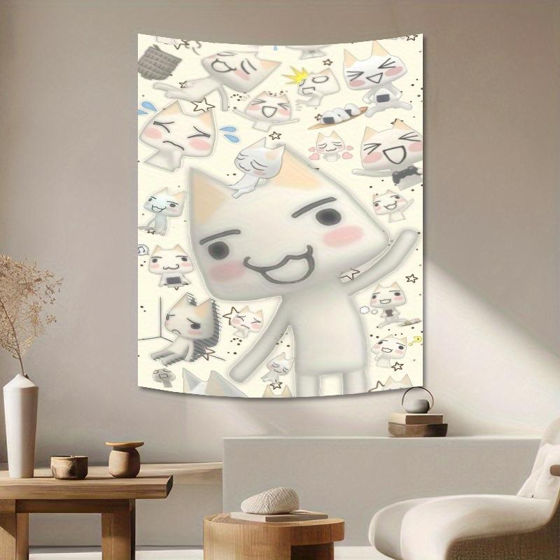 Toro Anime Cartoon Cat Tapestry Wall Decor for Bedrooms Living Rooms Balconies - Unique Japanese Cat Theme Home Decor