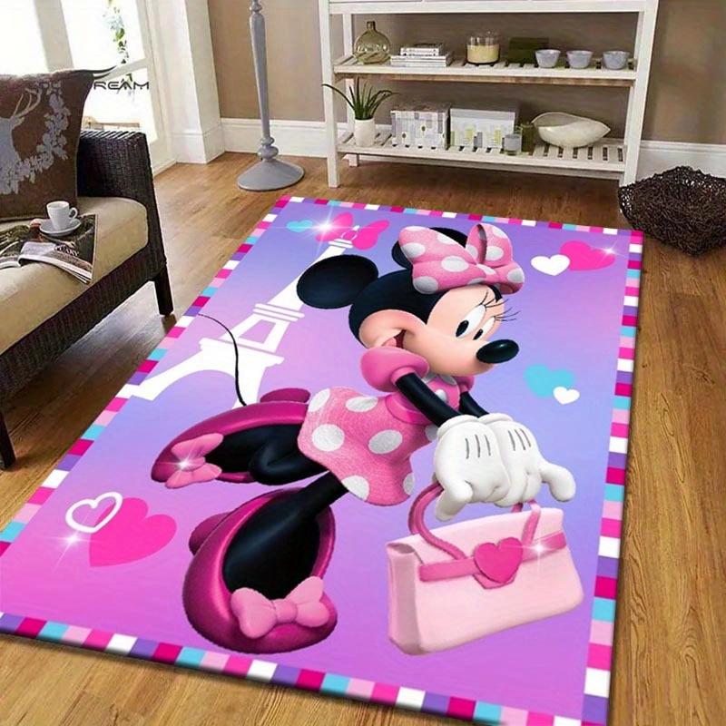 1pc Disney Minnie mouse Pattern Area Rug Soft Flannel Floor Mat for Living Room, Bedroom, Kitchen, Sofa Coffee Table Floor Mat, Machine Washable 60cm by 90cm