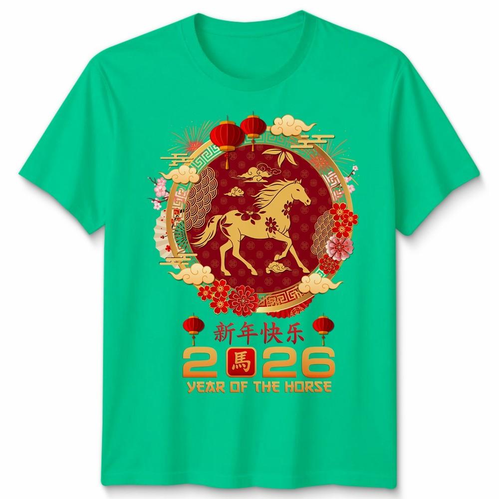Happy New Year 2026 Year Of The Horse Chinese Zodiac Graphic Unisexs TShirt S