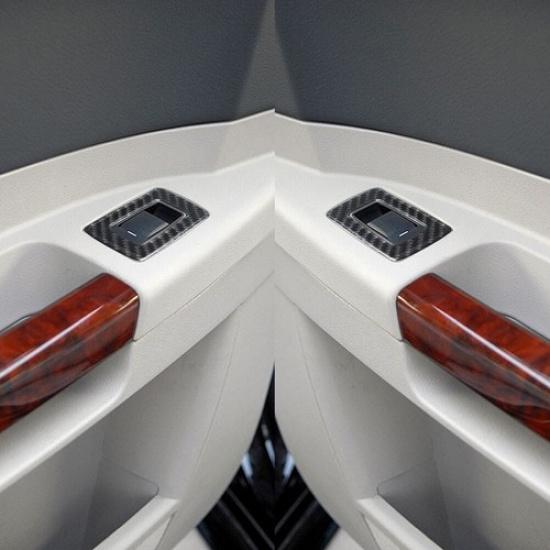 2Pcs Carbon Fiber Interior Rear Window Control Cover Trim For Chrysler 300 300C