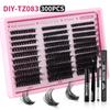 Grenzüberschreitendes 300 Cluster D Curl Falsche Wimpern Set: 10-18mm Dichte Blütenbüschel DIY Wimpern