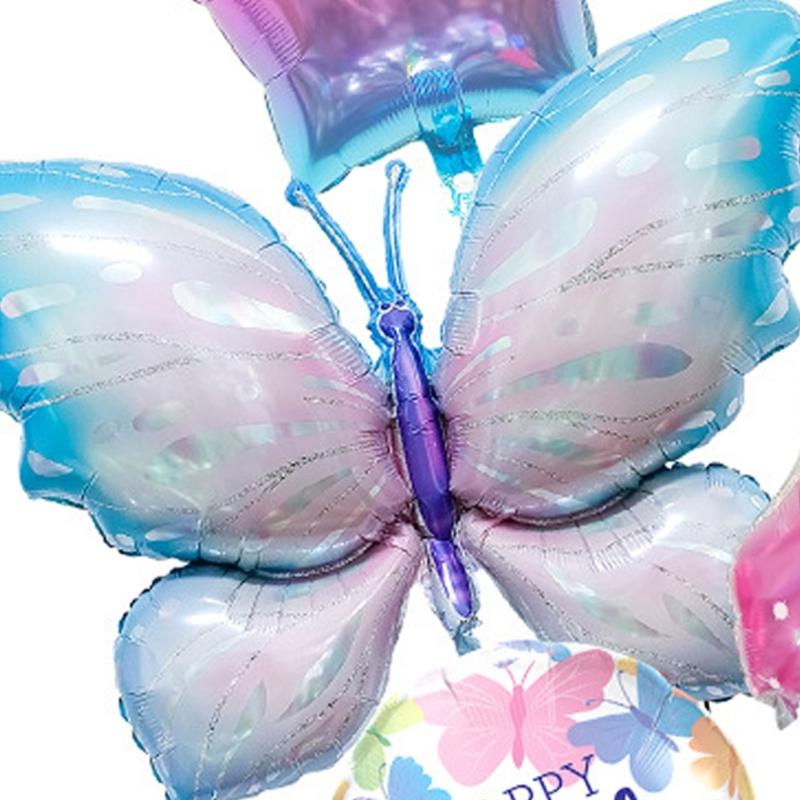 Butterfly Star Number Shape Balloon Set Sparkling Aluminum Foil Balloon For Birthday Celebration Party Photography Aid