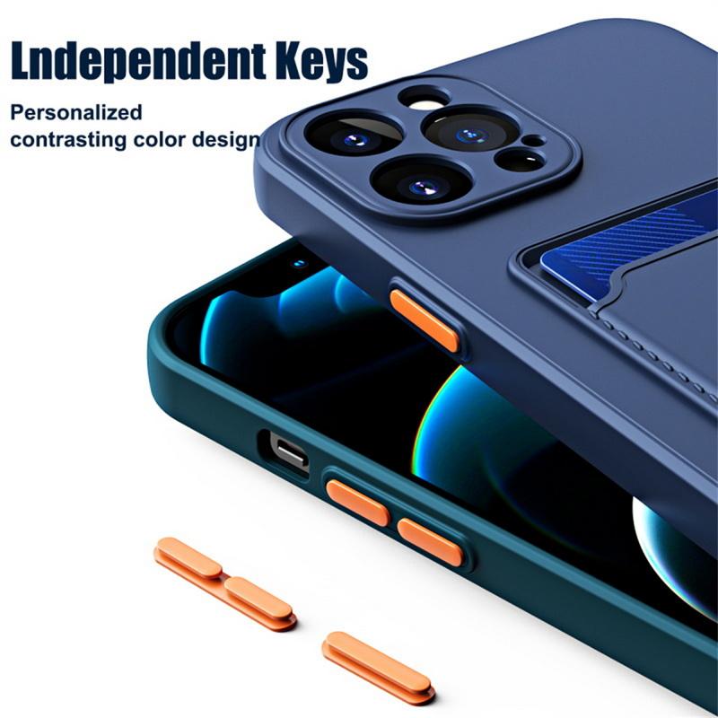 Wallet Card Slot Holder Case For iPhone 16 Plus 15 Pro Max 14 Pro 13 12 11 Soft Candy Color Shockproof TPU Slim Matte Back Cover