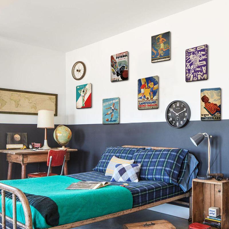 INEED SKIING Sport Vintage Metal Sign Wall Decor Retro Wall Decor Football Running Poster Decorative Tin Plate Wall Iron Plaque