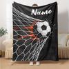 Custom Name Soccer Theme Printed Blanket - Perfect for Couch, Bed, Travel & Outdoor Use | Machine Washable, Cozy & Durable.