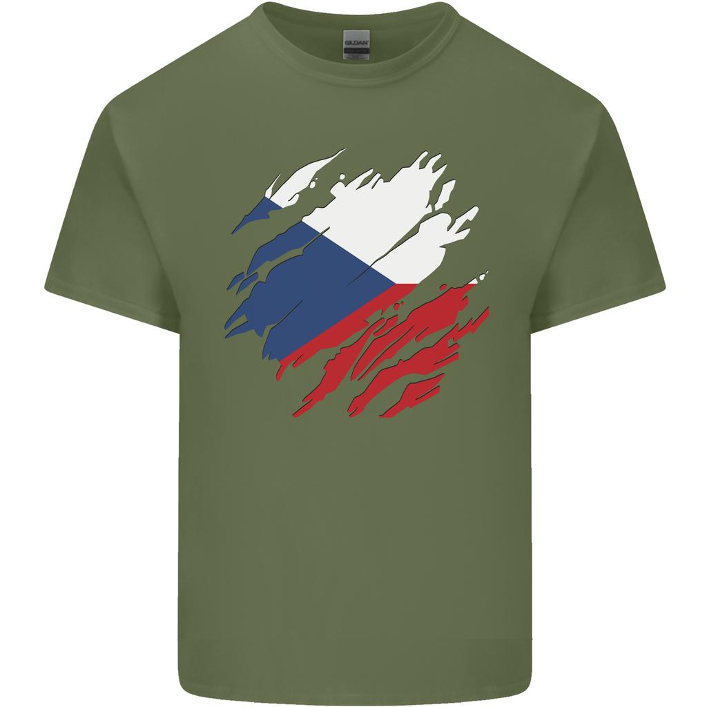 Torn Czechia Flag Czech Republic Day Football Unisexs Light Cotton TShirt