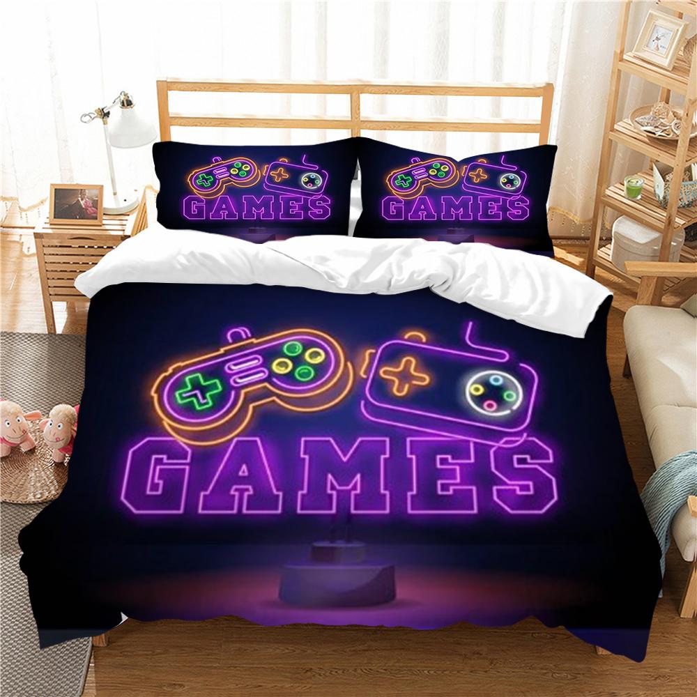 Bettwäsche-Sets, Heimtextilien, 3D-Gamer-Druck, Bettbezug-Set, schwarzer Hintergrund, Luxus-Bettbezug-Set, hohe Qualität
