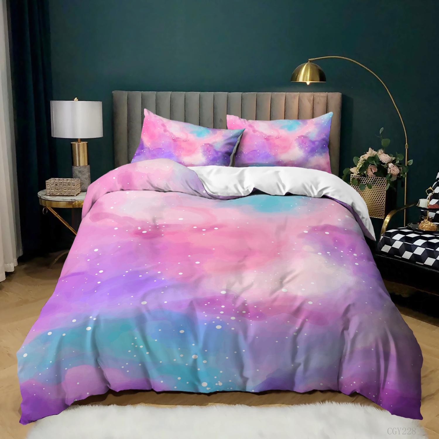 

Комплект домашньої постільної білизни з 3D веселковим принтом. Барвиста ковдра для спальні. Наволочка. Постільна білизна/Double King 2/3 предмети. AU Single 140x210cm