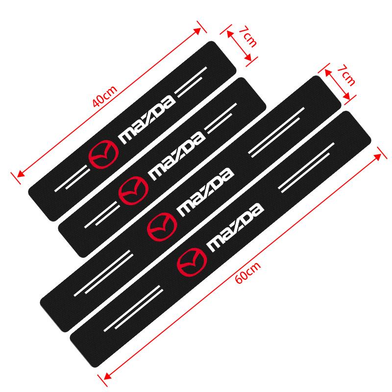 4Pcs Carbon Fiber Car Door Sill Protection 3D Sticker Car Accessories For Mazda 6 3 CX5 5 2 323 CX7 Demio Atenza Axela MX30 CX30 CX3 CX9 RX8 RX7