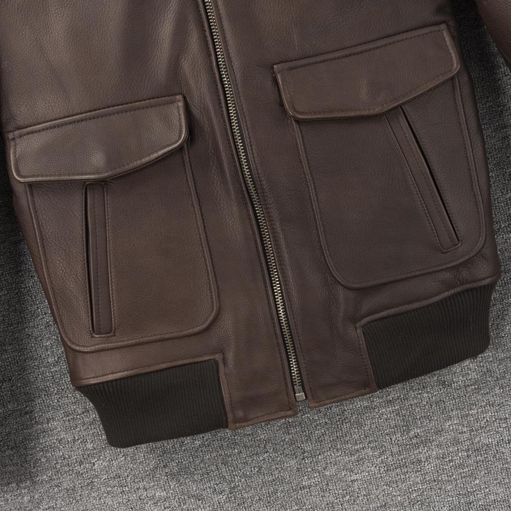 Flight Suit A2 Soft Genuine Cow Men Leather Jacket Brown Aviator Bomber Jackets Man Coat Spring Autumn