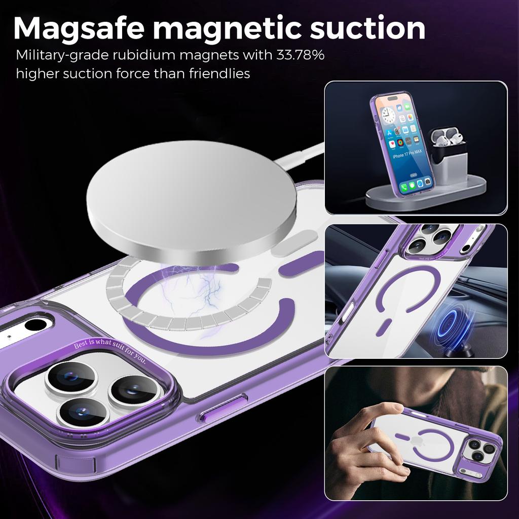 Ice Color Magnetic Suction Applicable IPhone17promax Phone Case Magnetic Suction Transparent Apple 16 Anti Fall Full Cover Protection Case