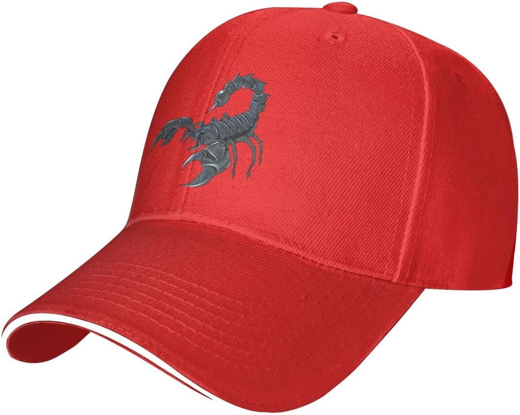 Scorpion Black Graphic Baseball Cap Adjustable Unisex Polyester Casual Sun Hat