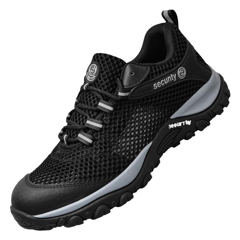

spring breathable work shoes summer mesh lightweight safety shoes steel toe work sneakers anti puncture industrial shoes for men 36