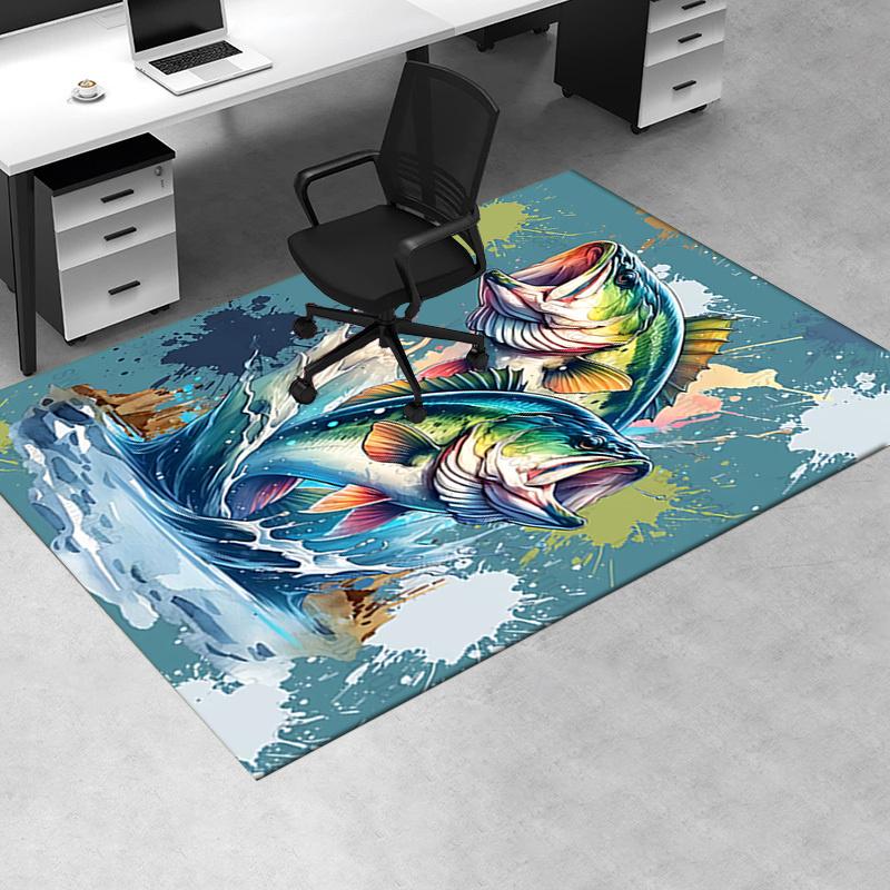 Fishing Enthusiast Theme Chair Mat Office Carpet Oversized Rug for Home Decor, Sofa Carpet, Desk Chair Mat, Gift Idea for Office and Living Room