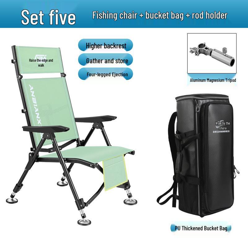 European Style Portable Reclining Fishing Chair - Double Folding, All-Terrain, Ideal for Raft and Wild Fishing