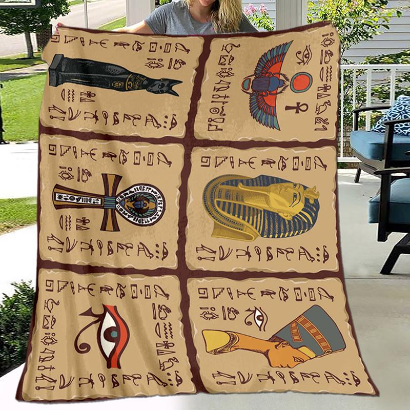 1PC Ancient Egyptian murals, Vikings, Anubis blanket, all season lightweight home office outdoor nap multifunctional blanket