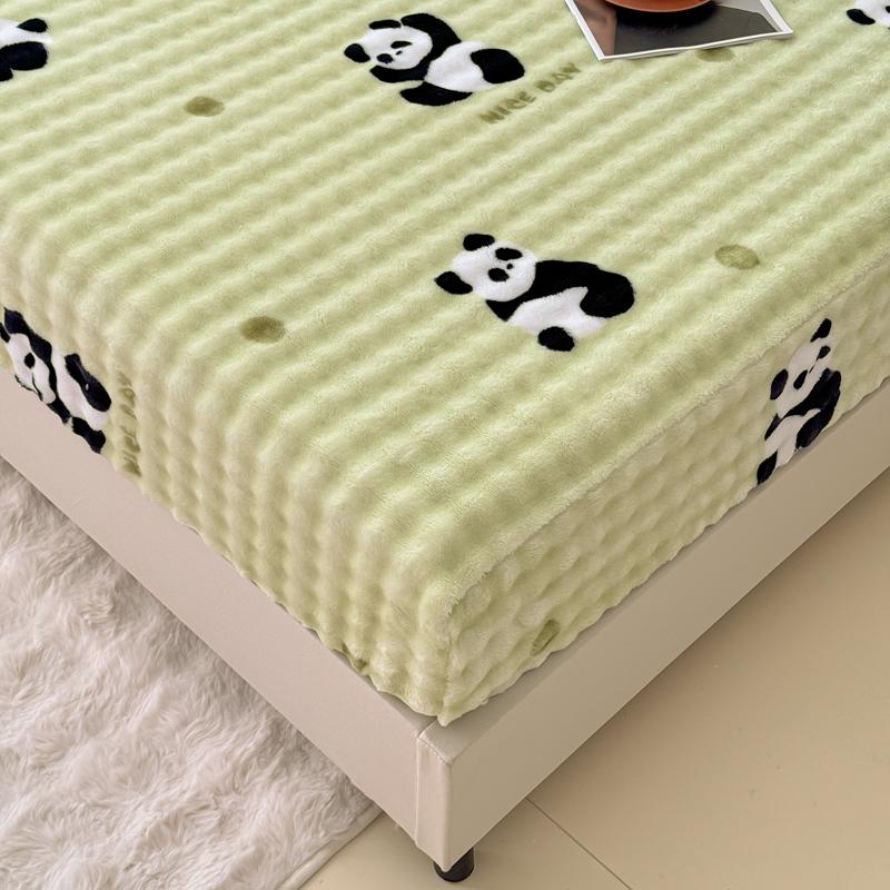 Warm Thick Bed Sheet for Winter Single/Queen/King Fleece Pluffy Fitted Bed Sheet Cartoon Mattress Cover(pillowcase need order)