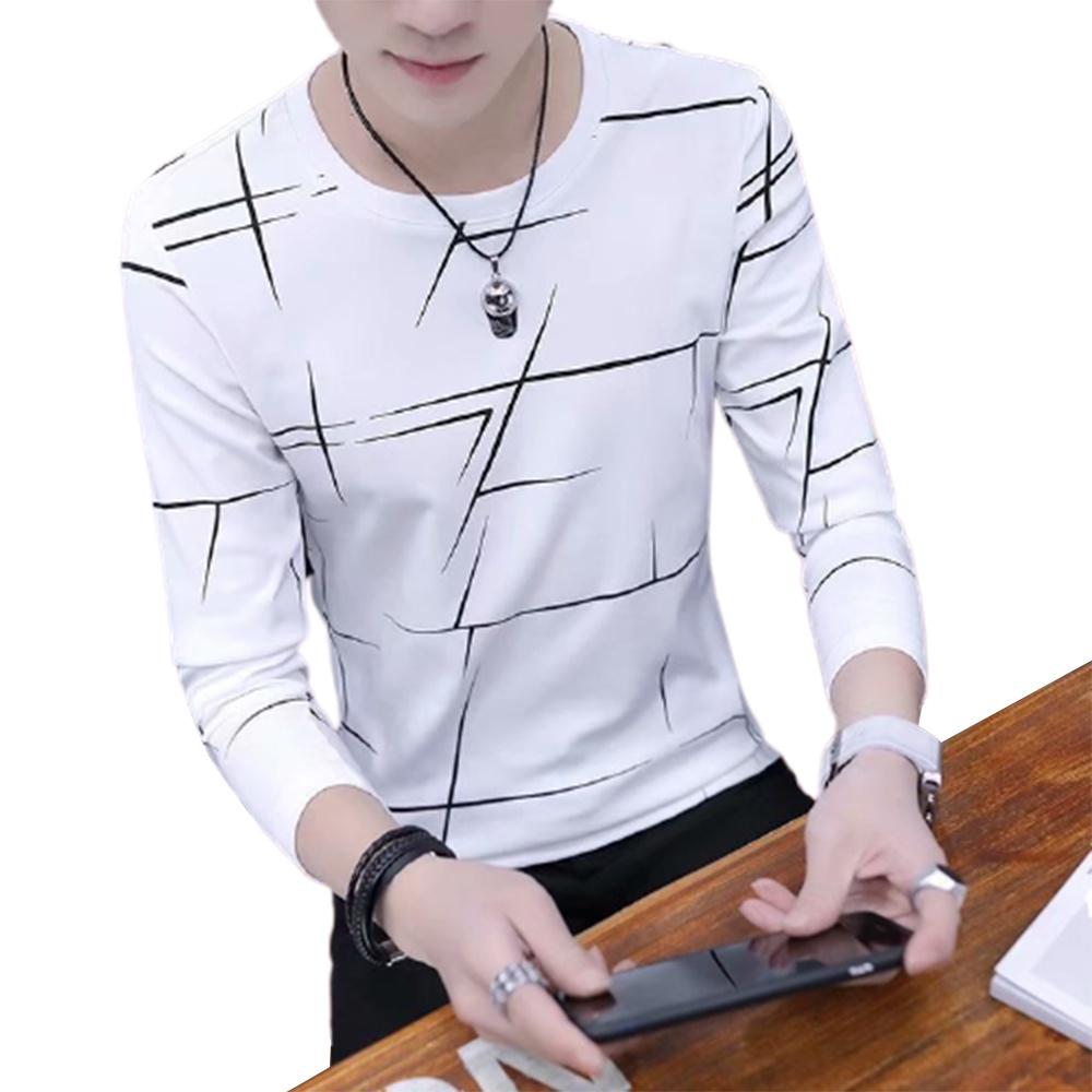 Magliette stampate da uomo a maniche lunghe taglie forti Magliette casual da uomo girocollo