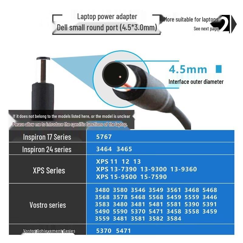 Dell Inspiron 7000 Series 65W Laptop Charger