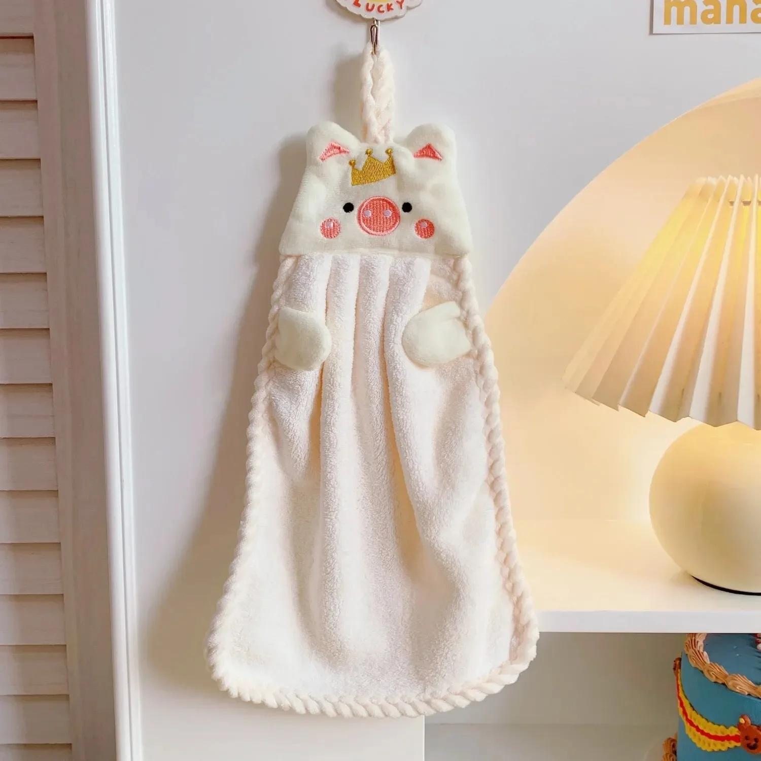 

Экономичное полотенце для рук с милым мультяшным поросенком, утолщенное коралловое флисовое мягкое впитывающее воду полотенце, нелиняющая ткань