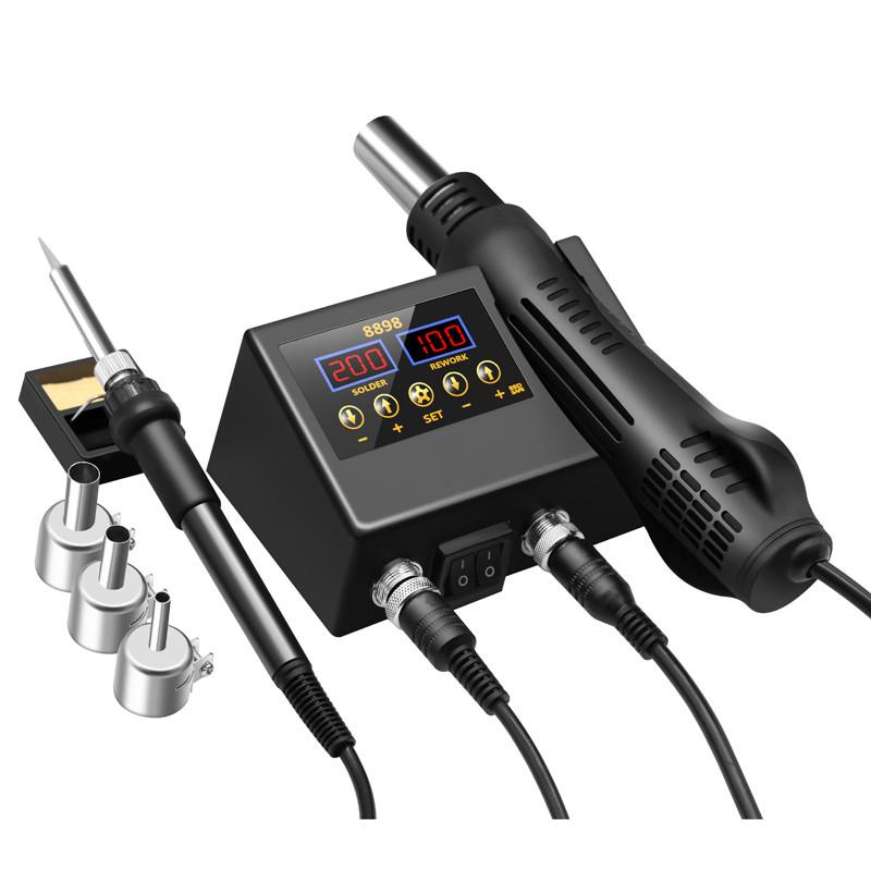 8898 SMD Rework Soldering Station 2 In 1 Hot Air Soldering Iron LCD Digital Display Welding Station BGA PCB IC Repair Tool