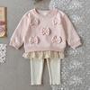 Completo a Maglia a Treccia con Fiocco per Ragazze Stile Coreano Primavera/Autunno 2026