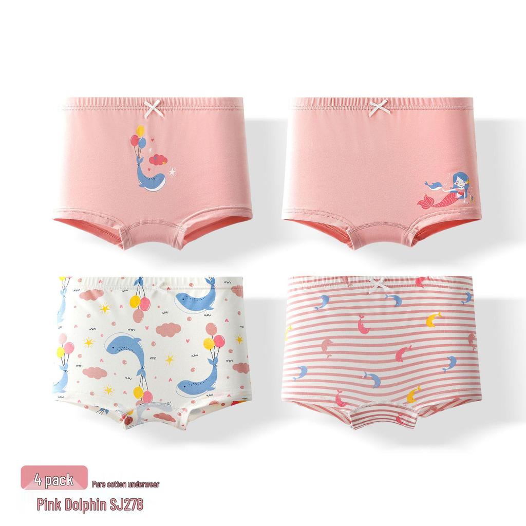 Pure Cotton Antibacterial Girls' Boxer Briefs - Class A, Autumn/Winter