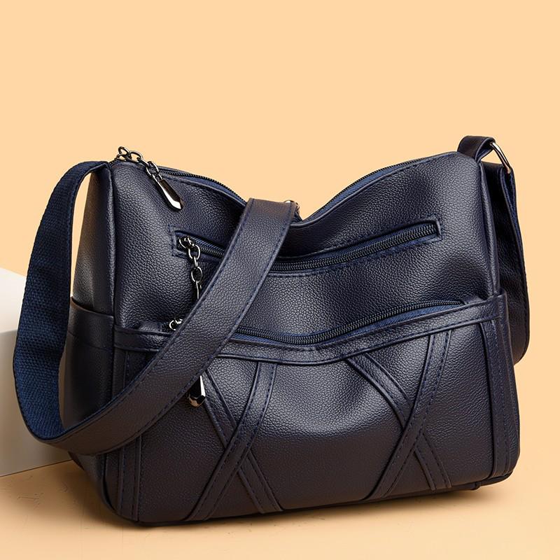 Genuine Leather Multi-Layer Women's Crossbody Bag - Soft, Versatile, and Spacious for Middle-Aged and Elderly Mothers