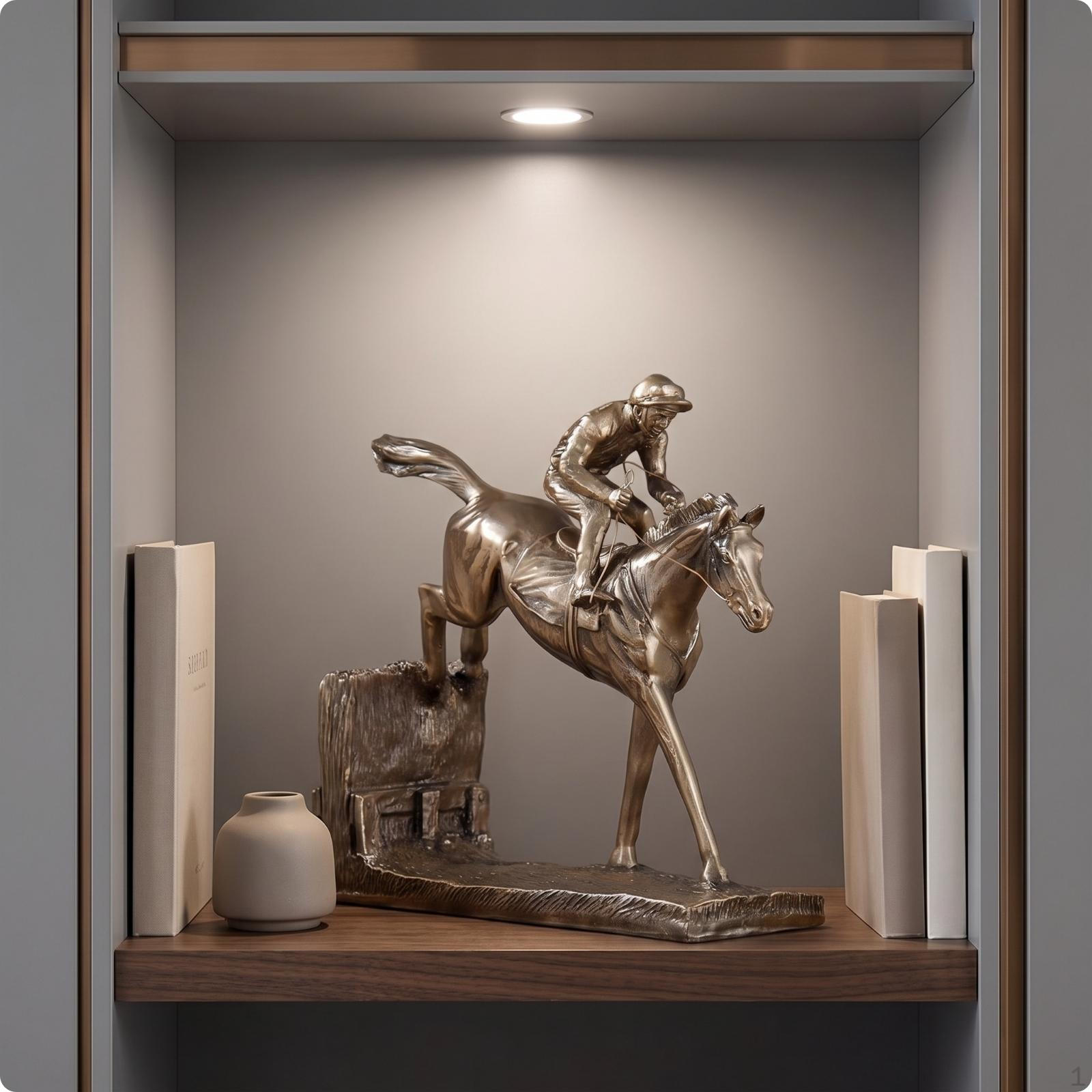 Horse Sculpture ColdCast Bronze Statue Lustrous Ornament for Art Collectors, Bookshelf,
