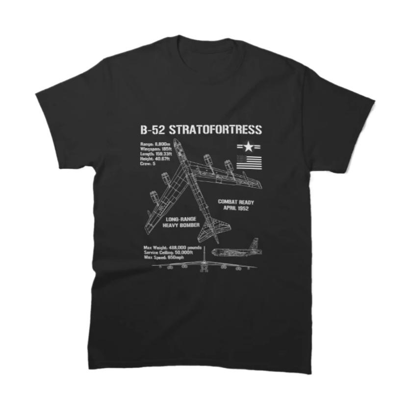 

US Air Force B52 Stratofortress Specs Military Aircraft TShirt 100 Cotton ONeck Short Sleeve Casual Mens Tshirt Size S3XL S