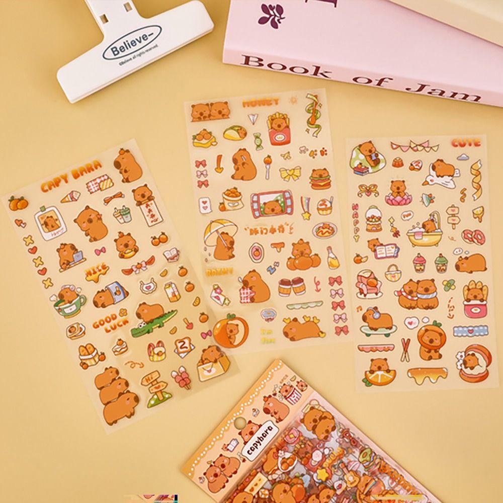 6PCS CAPYBARA Cartoon Stickers Waterproof Self-adhesive Diary Journal Sticker DIY Label Sticker for Laptop Guitar Scrapbook
