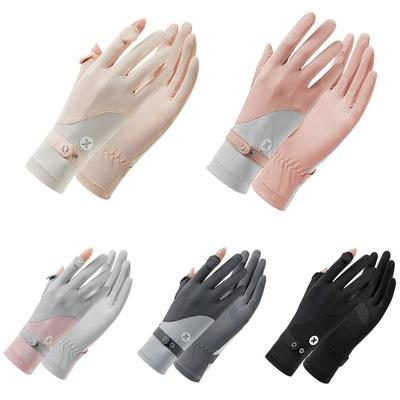 Touch Screen Ice Silk Gloves Breathable Sunscreen Gloves Fashion Mittens  Women