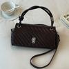 Korean Style Handmade Woven Baguette Bag: Women's 2026 Summer High-End Lock Closure Shoulder Crossbody