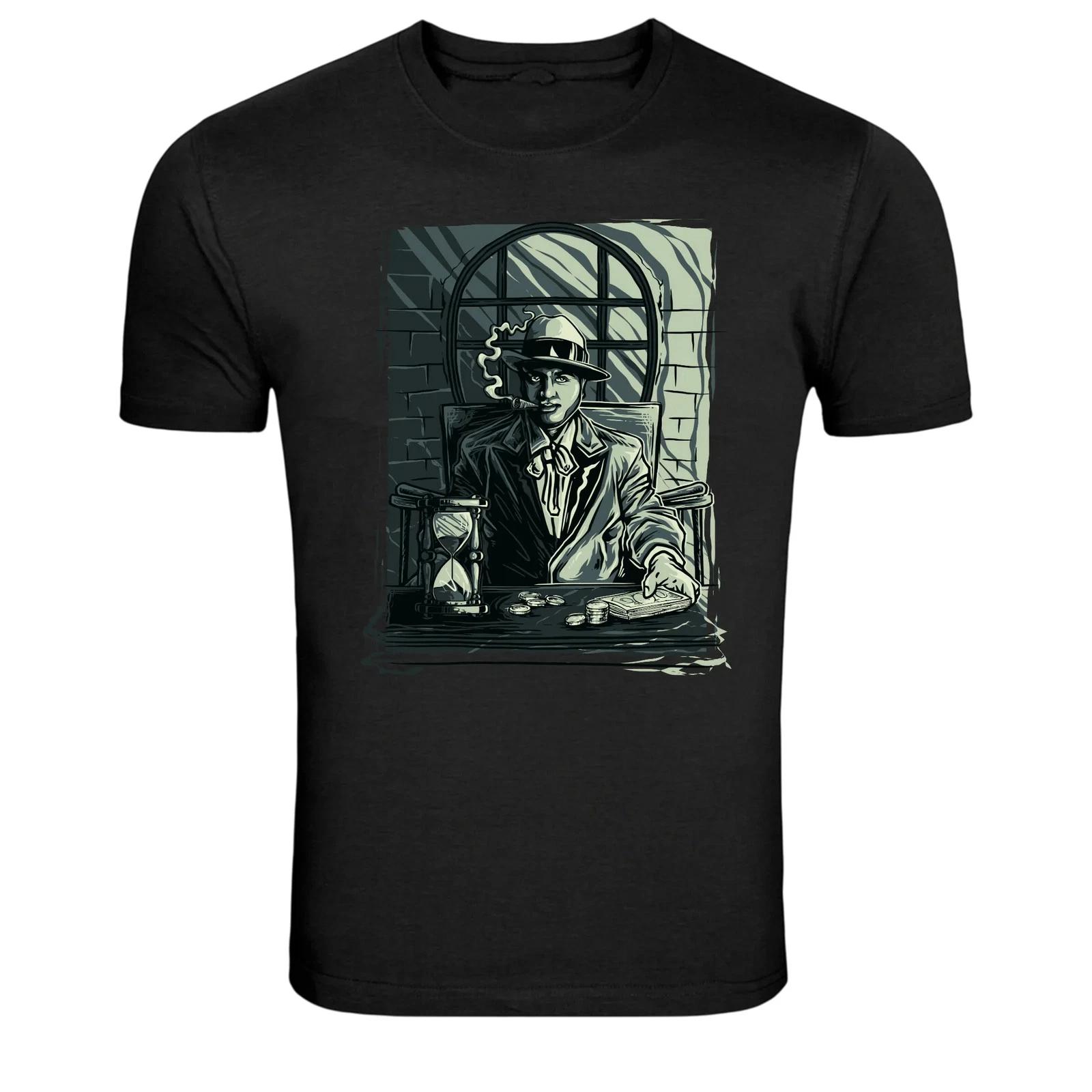 Vintage Gambler Poker Table Illustration Graphic T-Shirt L