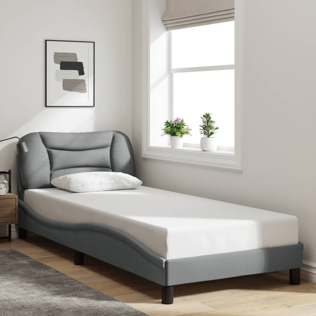 Vidaxl Rama Łóżka Z Oświetleniem Led Bez Materaca Jasnoszary 80X200 Cm