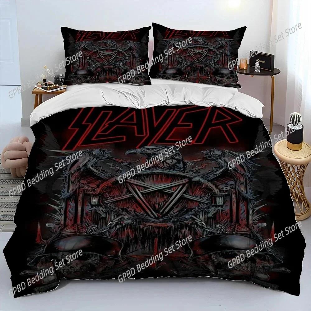 3D Print Slayer Heavy Metal Bplus Music Beding Set Bedrom Soft Modern Bedspreads Comefortable Soft with Soft Fabric Duvet Cover Quilt Pilowcase